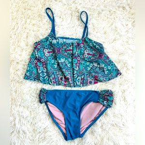 Summer Crush Girls handkerchief style Bikini / Tankini top Boho Paisley Sz 14